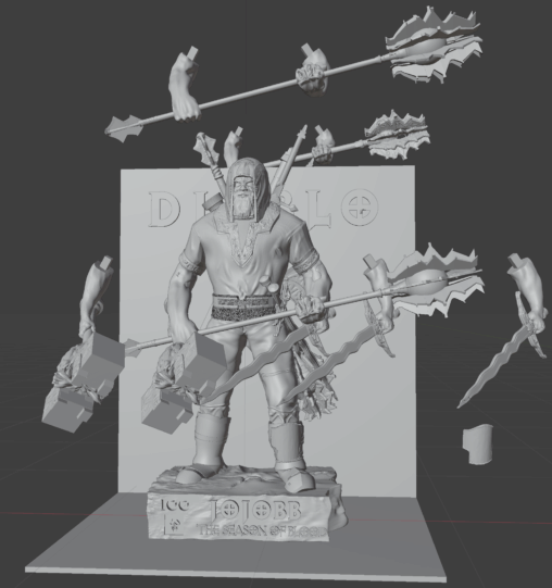 blender 建模 个人定制已售 暗黑破坏神野蛮人手办