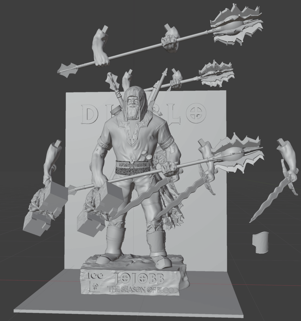 blender 建模 个人定制已售 暗黑破坏神野蛮人手办
